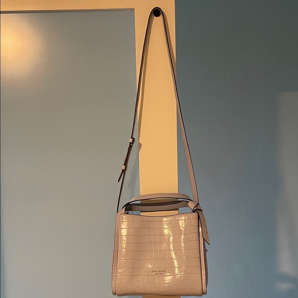 Kate Spade Light Baby Blue Crocodile-Embossed Crossbody Bag